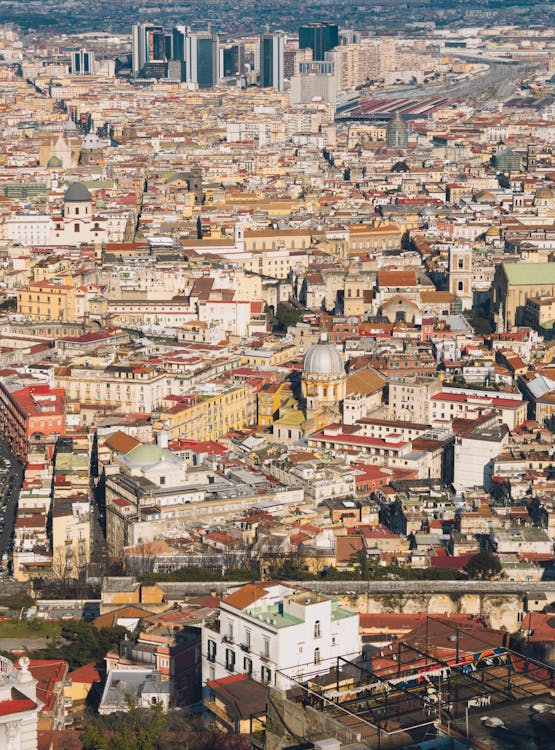 Panoramic view of Naples with Mount Vesuvius in the background    italy