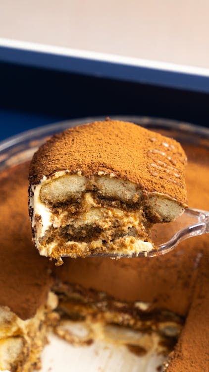 Traditional Italian tiramisu dessert with cocoa powder italy