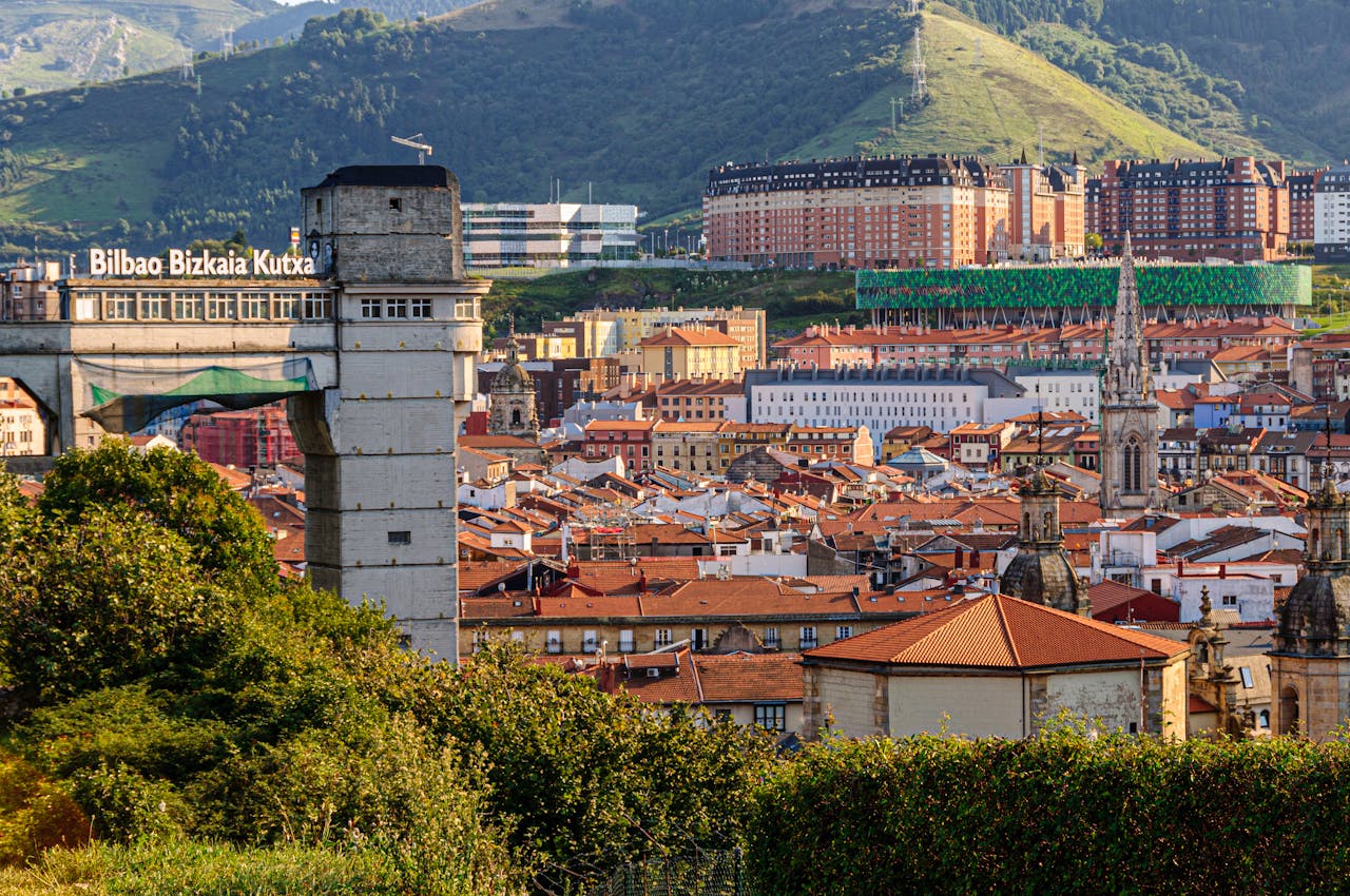 Bilbao travel guide: Bilbao cityscape with historic and modern architecture in the Basque Country.